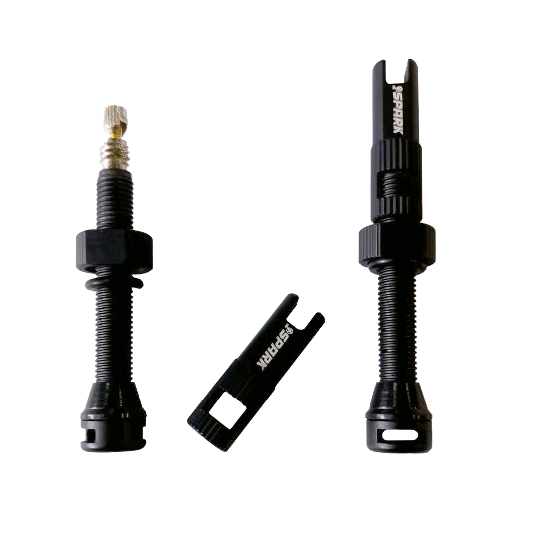 Válvula en aluminio para tubeless Negro Matte SPARK